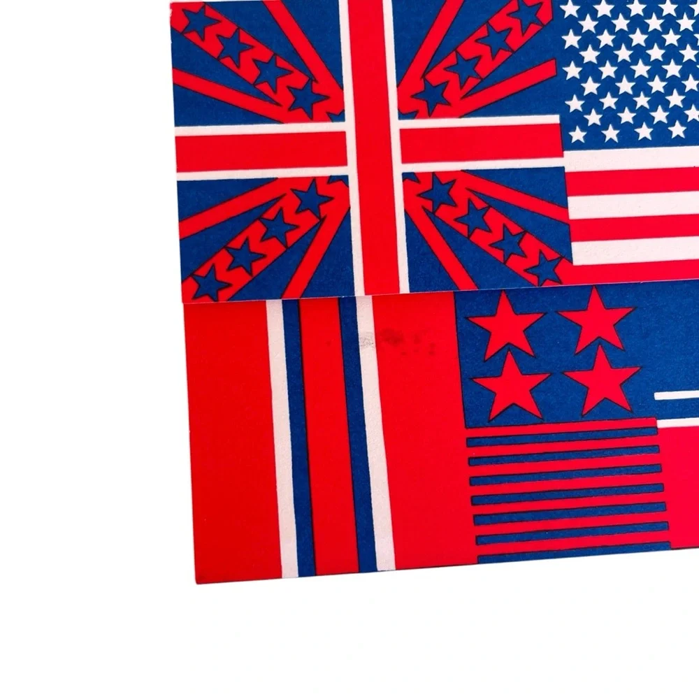 Vintage 7 Tri Fold Greeting Cards Red White Blue Flags USA American Flag Mashups